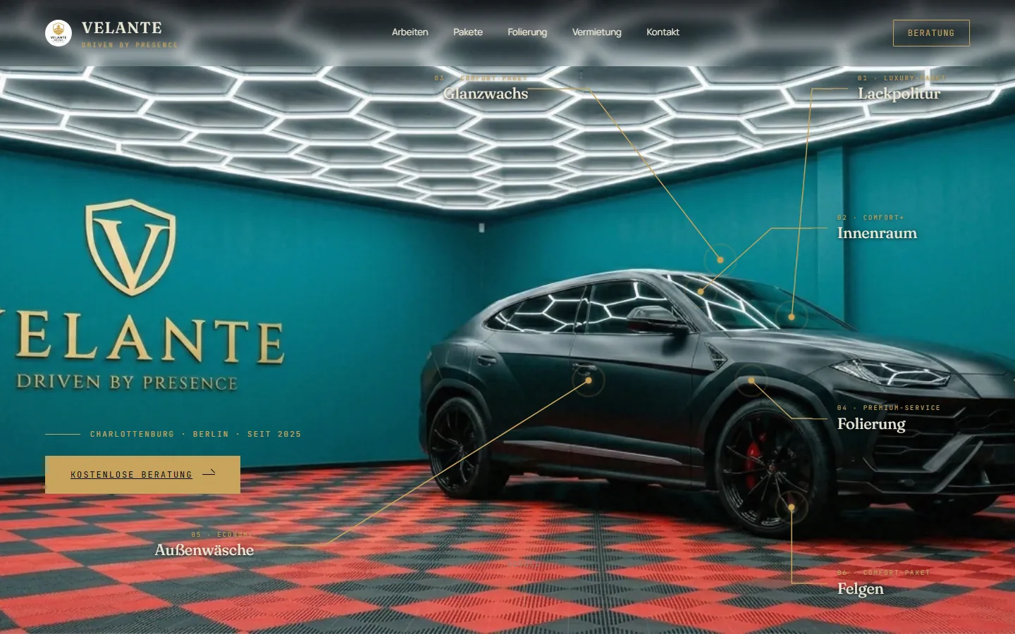 Website Velante, Fahrzeugfolierung Berlin